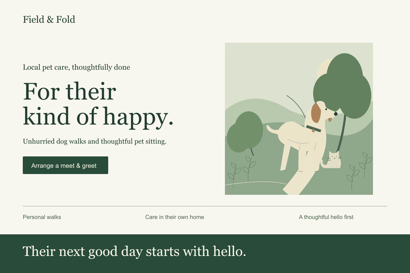 Field & Fold dog walker and pet sitter theme preview