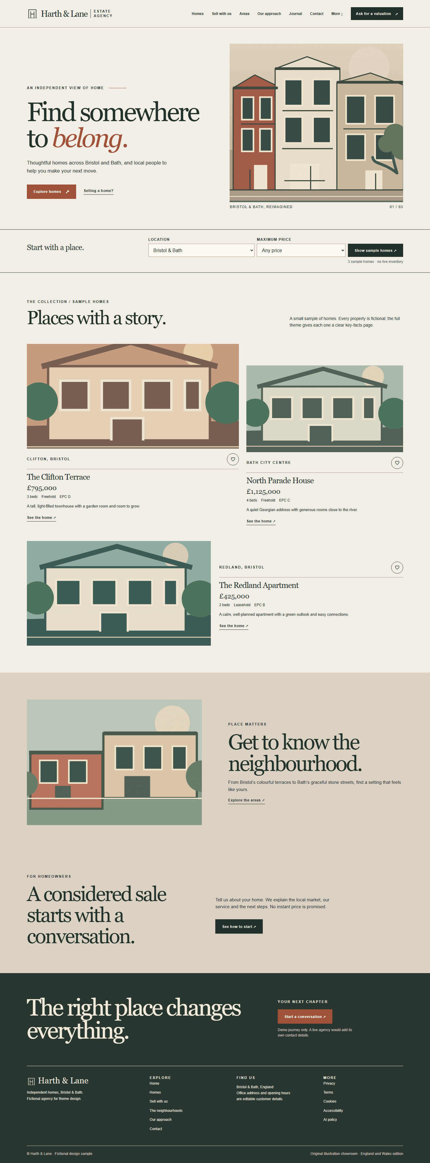 Neighbourhood Edit uk estate agency theme preview
