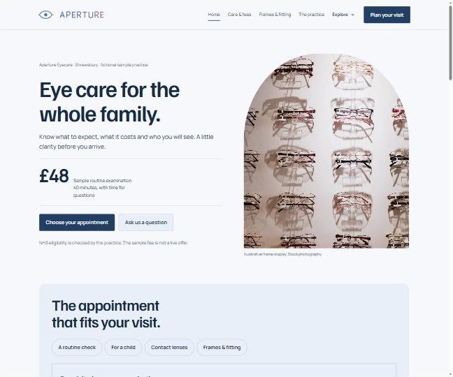 Aperture Eyecare Version 2 design preview
