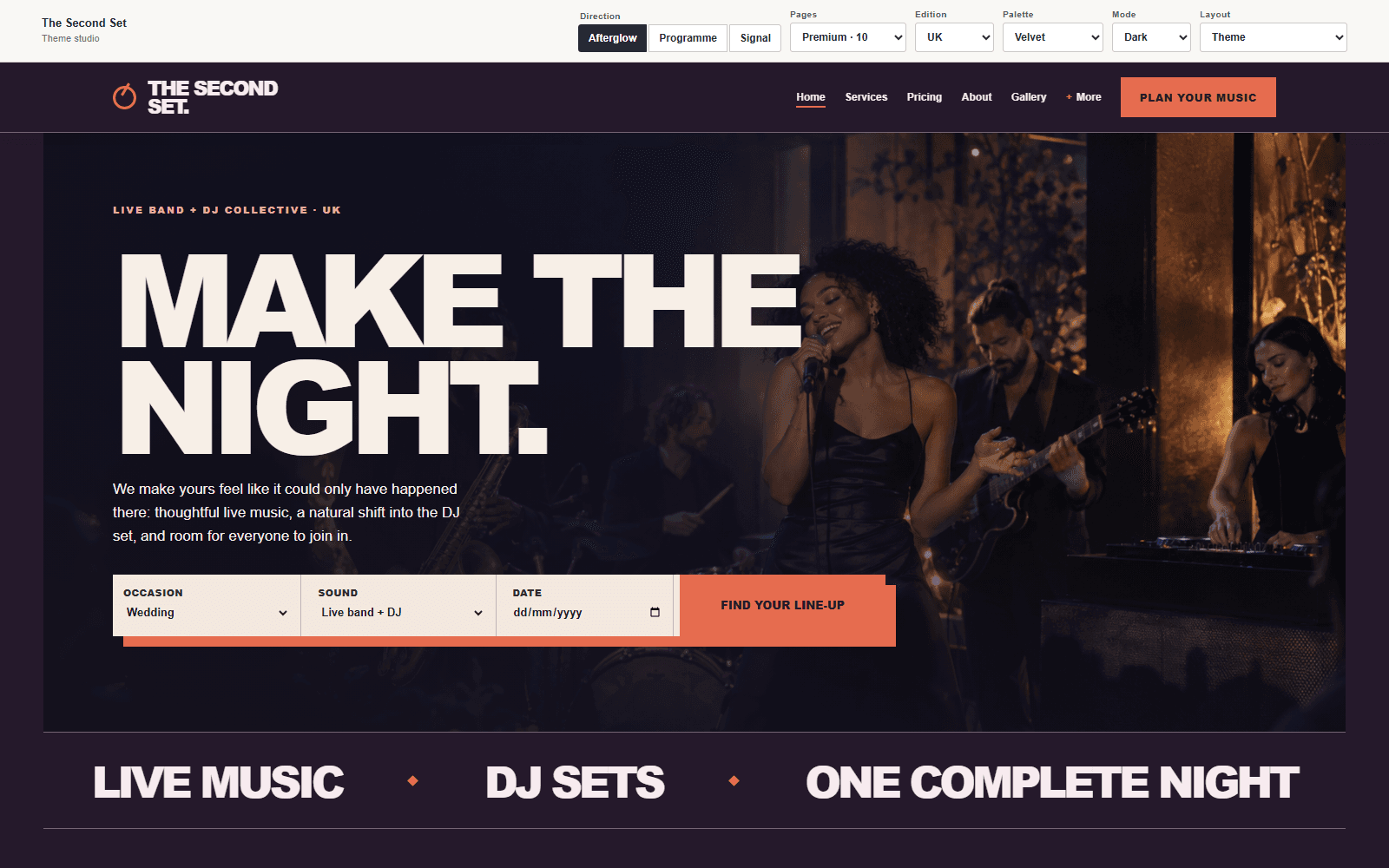 The Second Set — Afterglow musician / band / dj theme preview