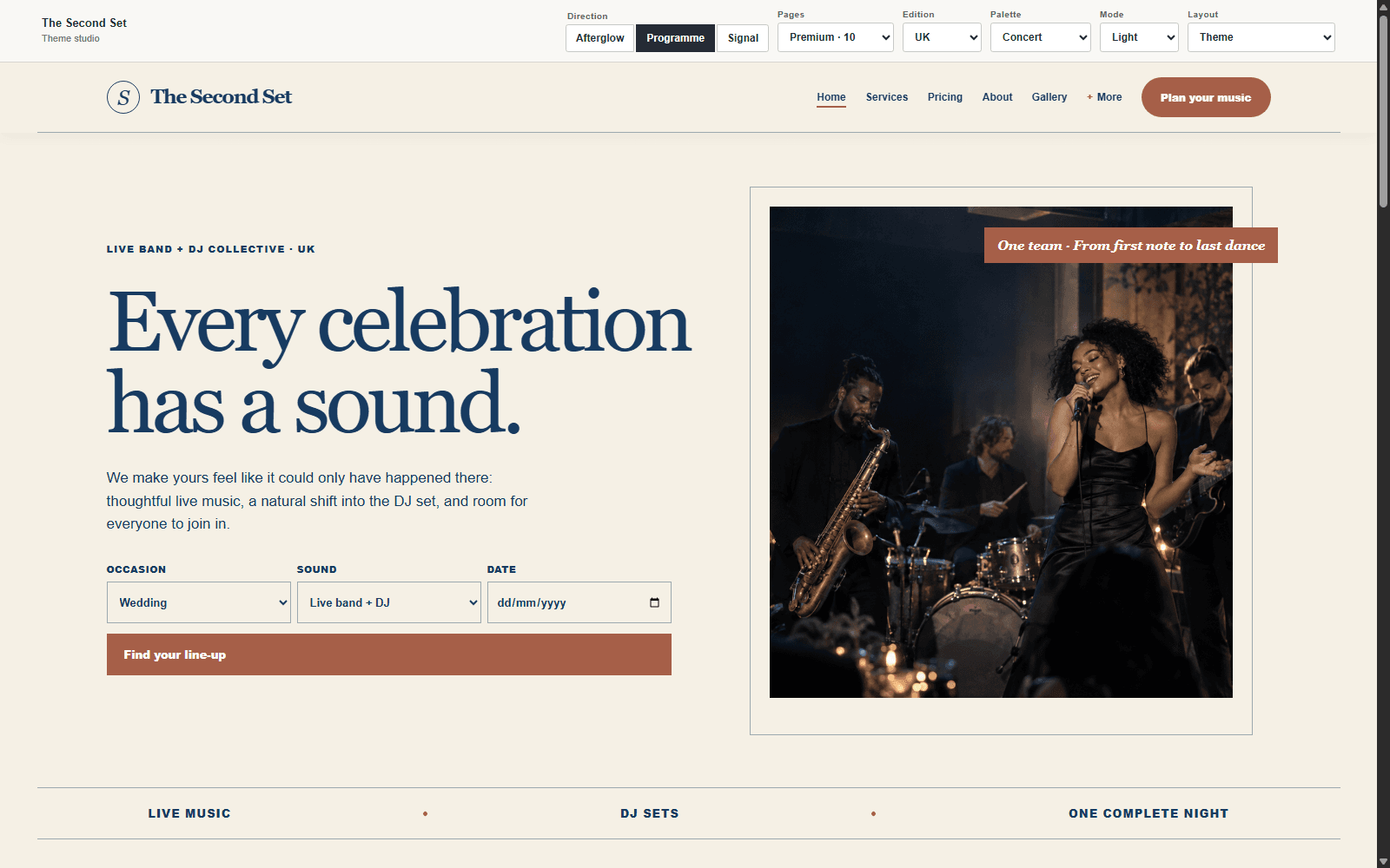 The Second Set — Programme musician / band / dj theme preview