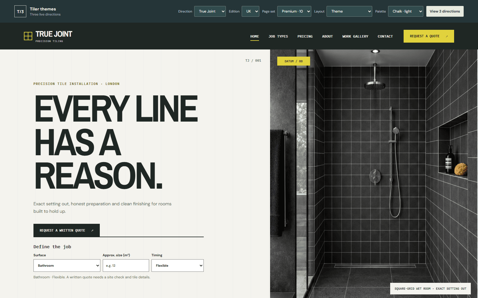 True Joint tiler theme preview