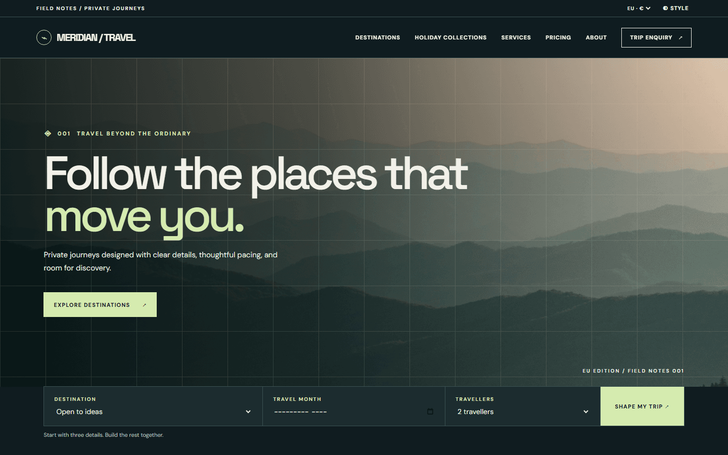 Meridian / Travel — Expedition travel agency theme preview