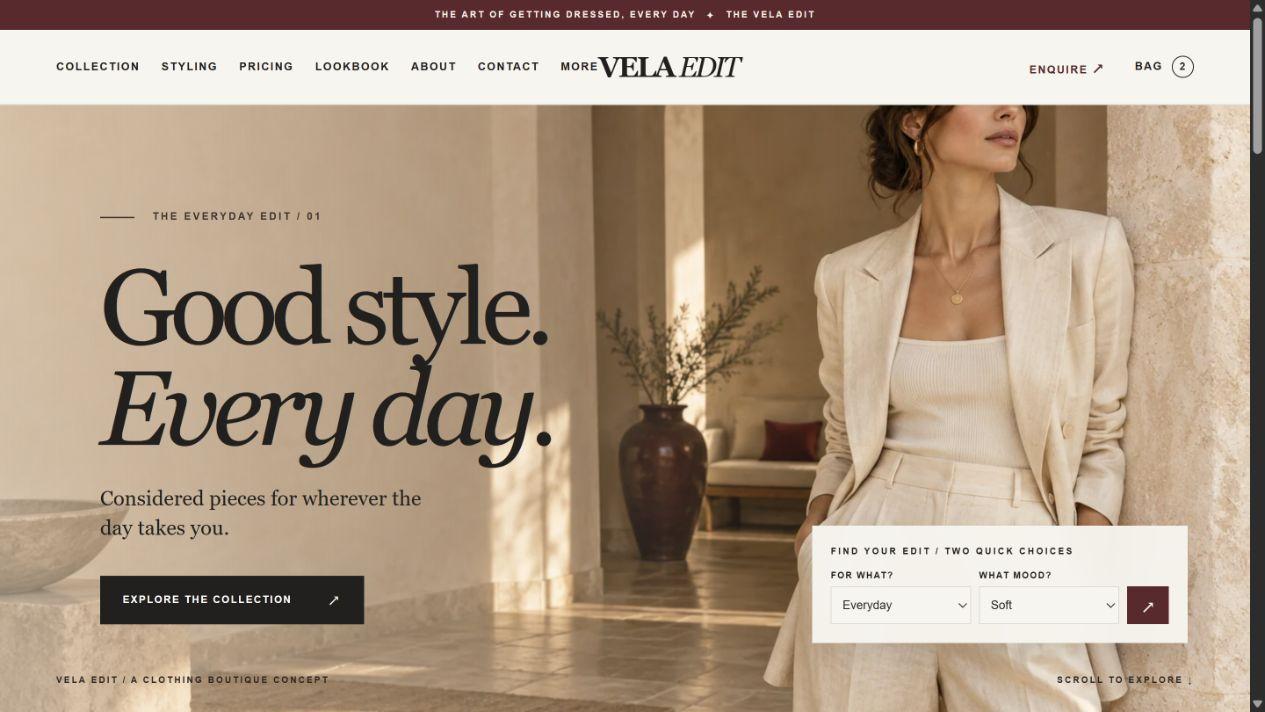 Vela Edit clothing boutique theme preview