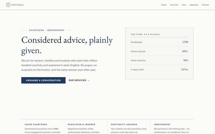 Counsel website preview