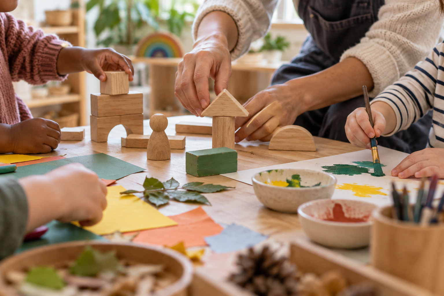 A sample image of children creating at a table