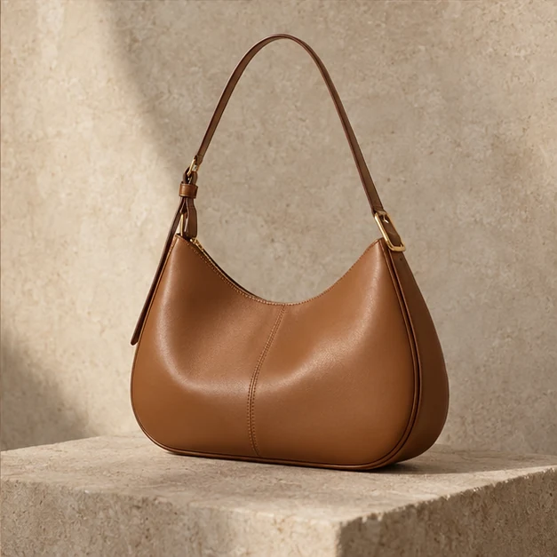 Caramel leather style shoulder bag