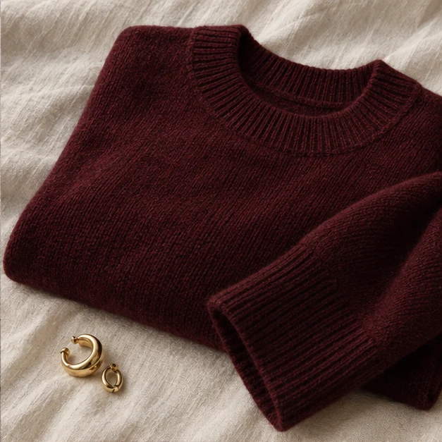 Folded knit and earrings