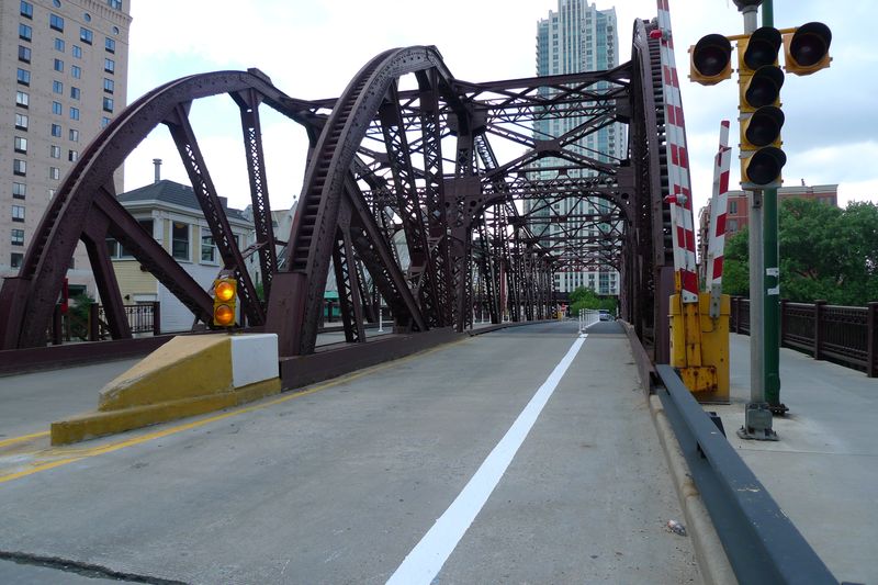 The roadway across the Kinzie Street bridge
