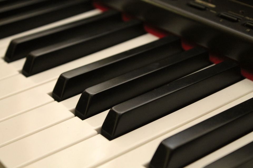 Close-up of black and white piano keys