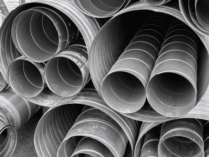 A stack of large pipes seen end-on