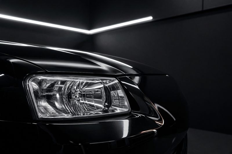 The same headlight after restoration, lens clear