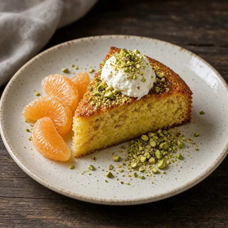 Olive oil cake with citrus and mascarpone