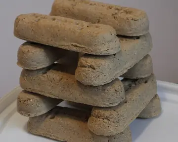A stack of baked dog biscuits
