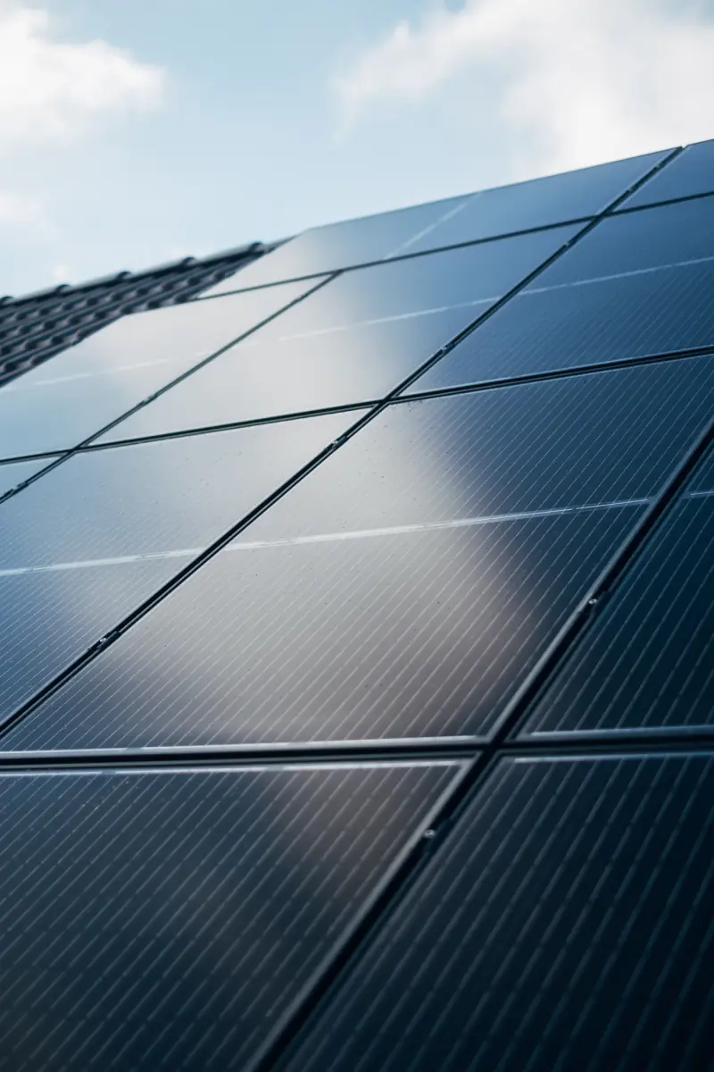 Close-up of a clean dark solar panel