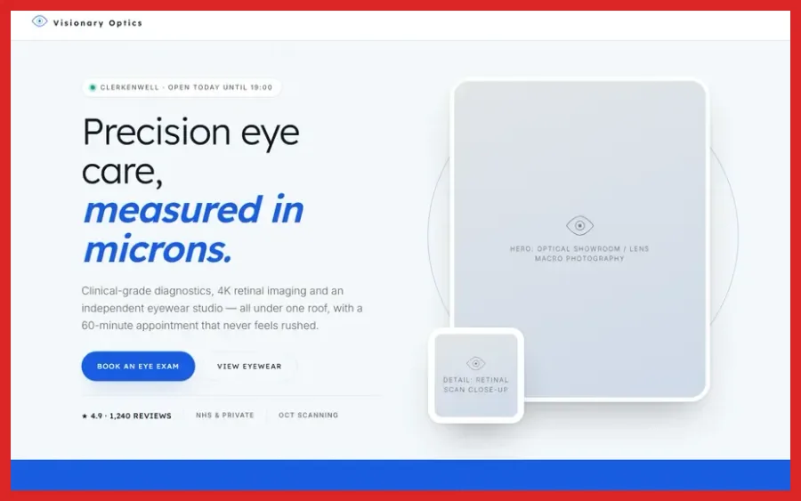 Visionary Optics homepage preview