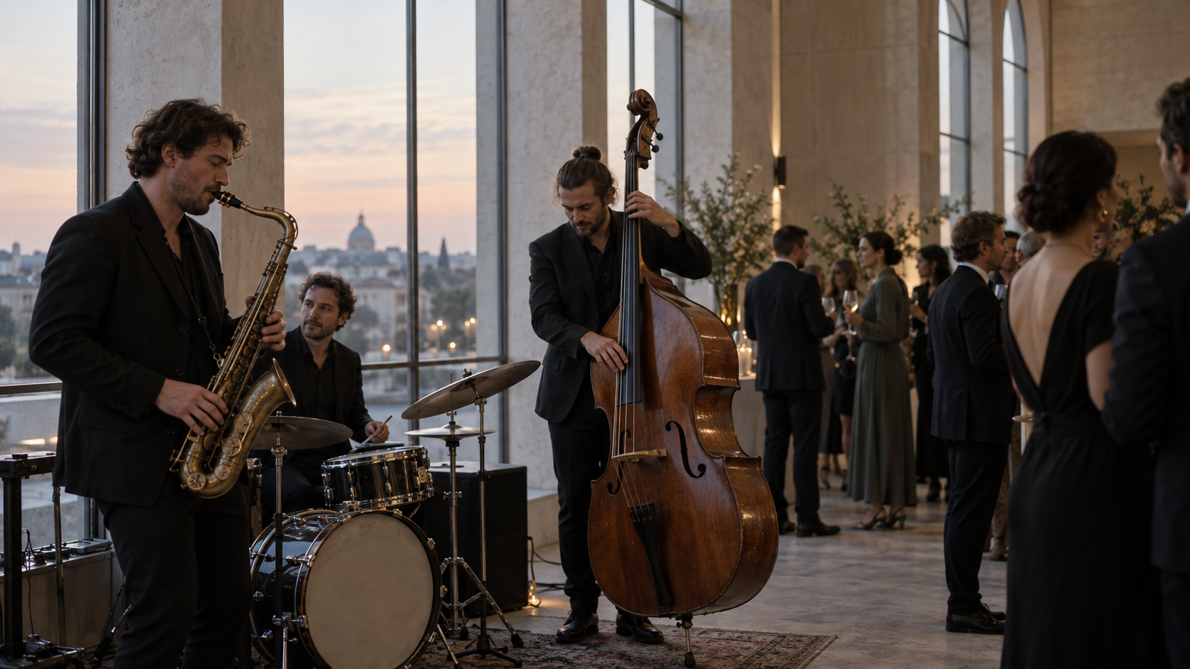 Reference ensemble with saxophone, drums and double bass